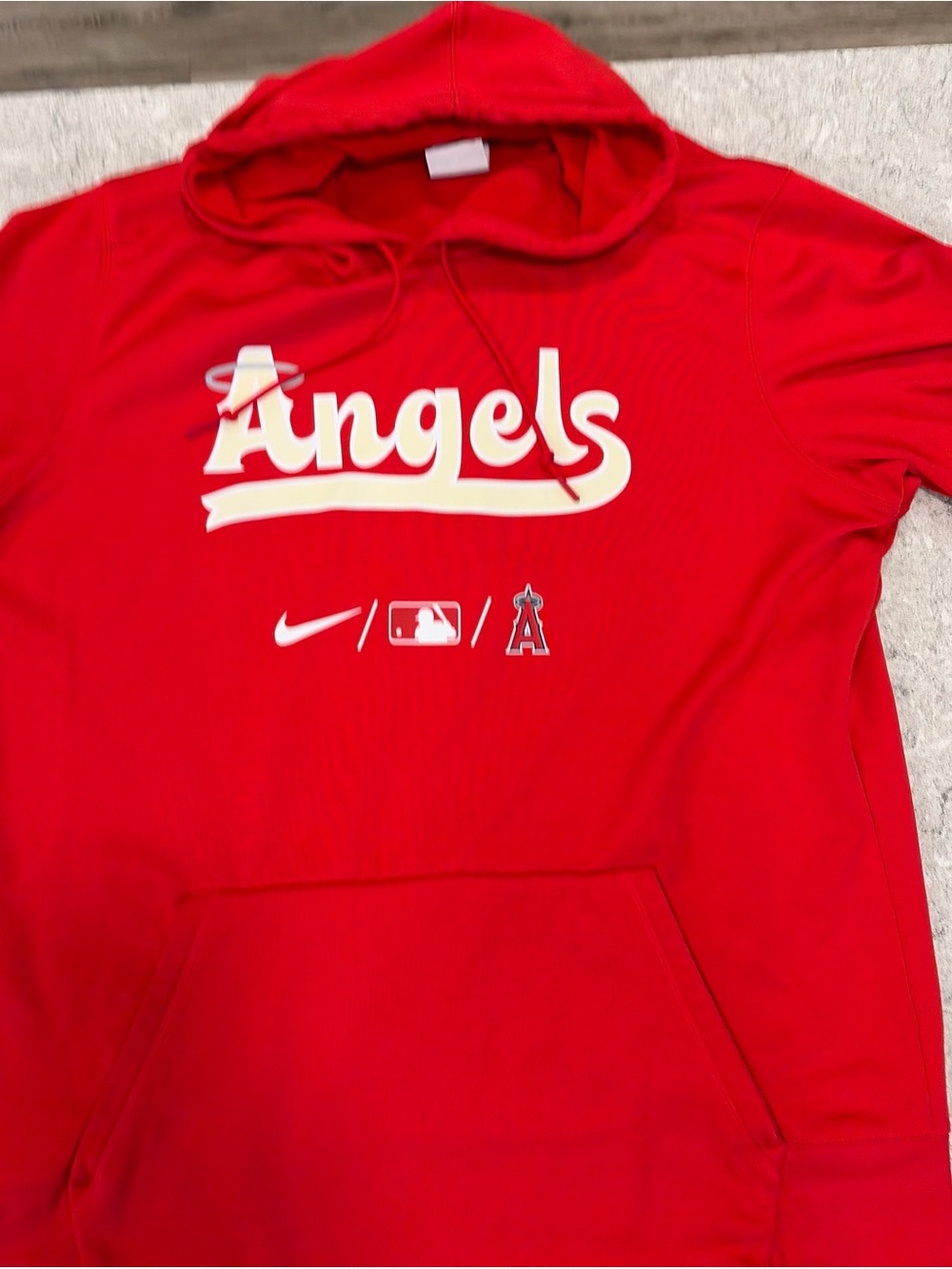Los Angles Angels MLB Nike Terma-Fit Short Sleeve Red Pullover Hoodie-XL - Picture 3 of 9